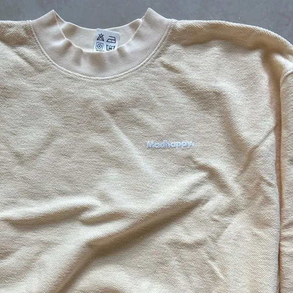 Madhappy Sweatshirt Terry Cloth Yellow Medium Cropped Crewneck - Image 8