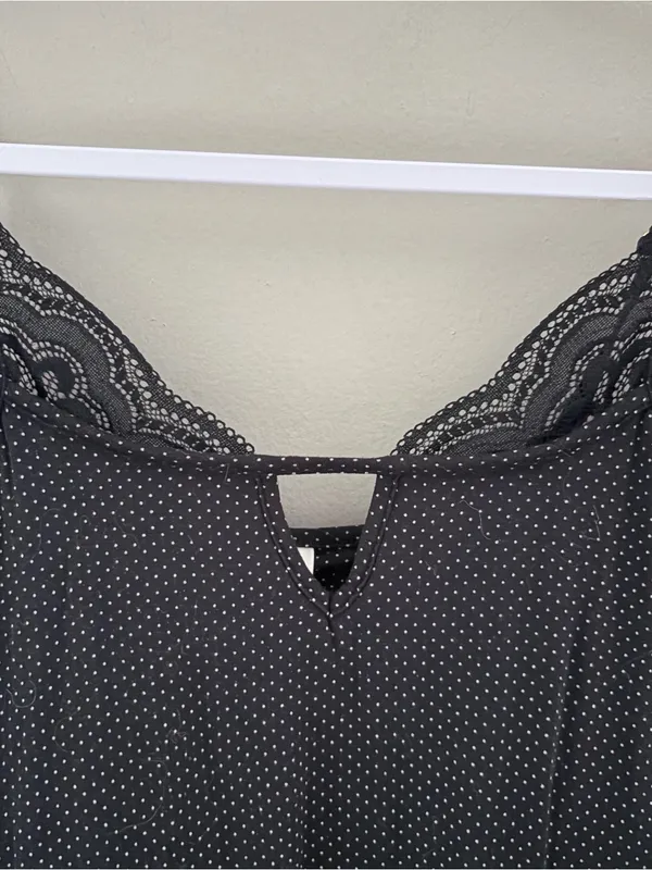 Soma Black Polka Dot Lace Trim Chemise Nightgown Size Small - Image 2