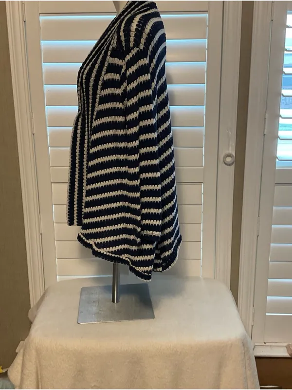 Closet Navy and White Striped Open-Front Cardigan - Image 4