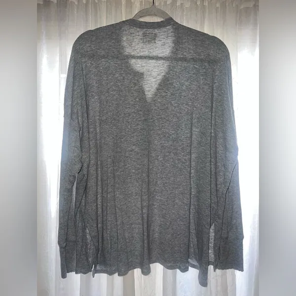 Aerie Offline Gray Way back Waffle Long Sleeve Henley T-Shirt size Large - Image 6