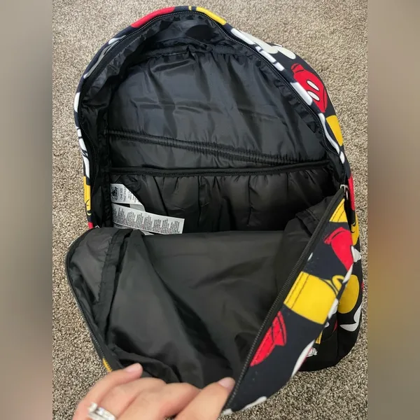 NWOT Disney Store Parks Mickey Mouse Laptop Backpack Navy Blue Black Red Yellow - Image 3