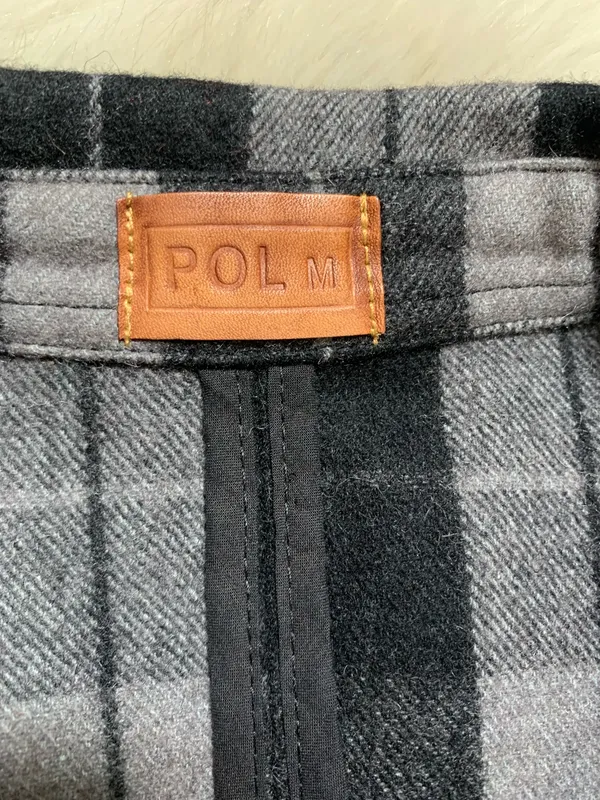 POL long-sleeve gray and black flannel button-up shirt/dress Medium - Image 3