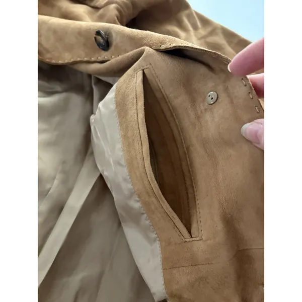 Vintage Y2K Banana Republic Genuine Leather Suede Coat Women Large Brown Jacket* - Image 9