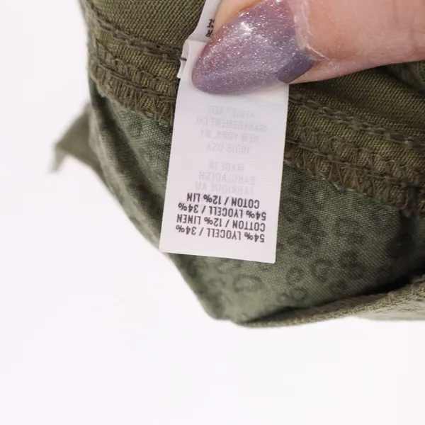Aerie Adventure Cutoff Shorts Womens Medium Olive Green Patch Pockets Frayed Hem - Image 4