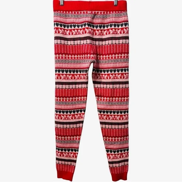 Free People Intimately Falala Fair Isle Cozy Soft Red Holiday Pajama‎ Leggings M - Image 5