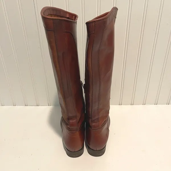 Frye Melissa Tall Lace Boots Women 7.5 Brown Leather Equestrian Riding Combat - Image 6
