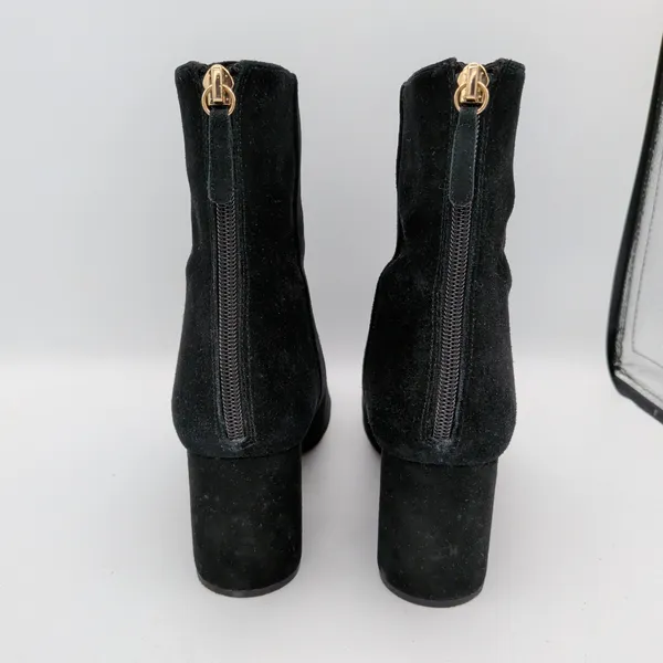 J.Crew Sadie Black Suede‎ Block Heel Ankle Boots K0055 Round Toe Womens 8.5 - Image 5