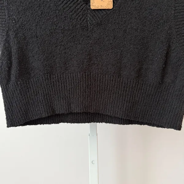 Natural Life Cotton Boho Relaxed Coastal Clean Knit Sweater Vest M Black NWT - Image 3