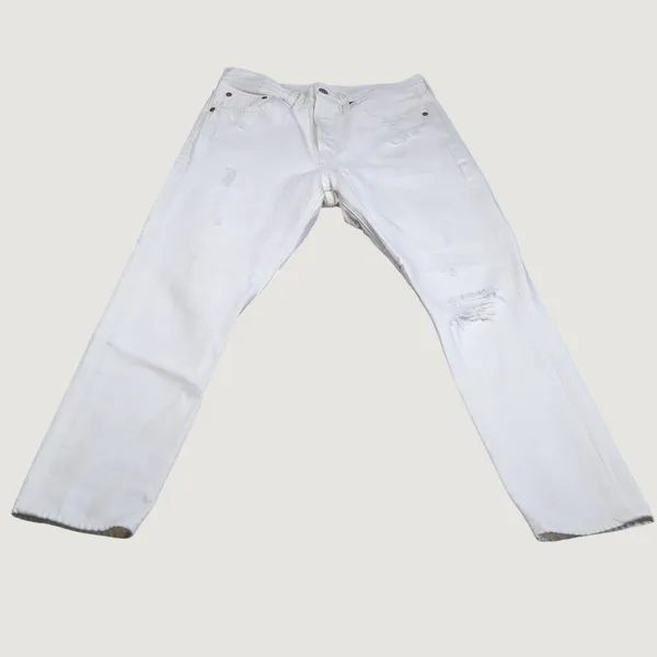 Levi's 501 Skinny Jeans‎ Women 28 White Distressed Button Fly High Rise Denim - Image 7
