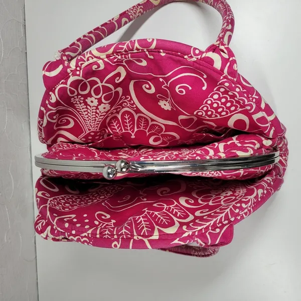 VTG Vera Bradley Eloise Bag Large Barbie Hot Pink Kiss Lock Dome Shoulder Purse - Image 13