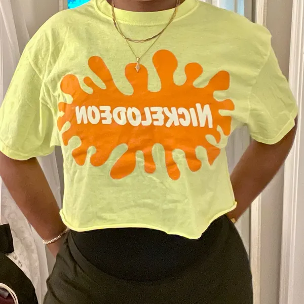 Nickelodeon Lime Green Crop Top with Orange Logo - Image 2