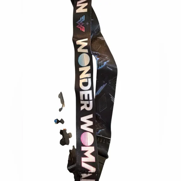 Wonder Woman Lanyard Badge Holder with Charm - Black New - Image 4