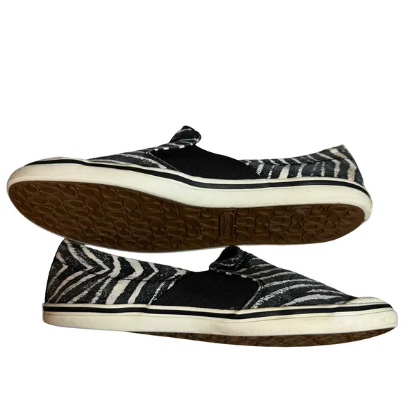 Coach Zebra Print Slip On Canvas Sneakers Women US Size 6.5 B Slip On Narrow‎ - Image 3