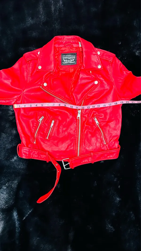 LEVI’s STRAUSS & CO Red Faux Leather Bomber Jacket - Image 9