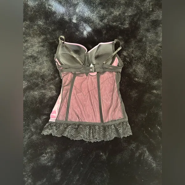 Felina Pink & Black Lace Bustier Corset - Small - Image 5