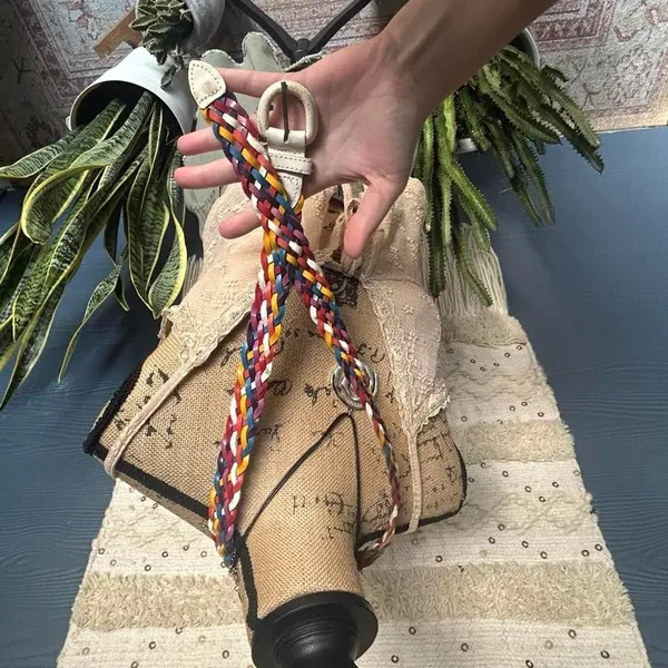 American Vintage Vintage Colourful‎ boho indie braided leather belt - Image 5