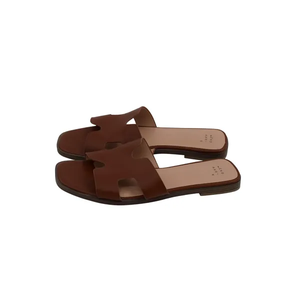 A New Day Womens Brown Faux Leather Cutout Slide Sandals Size 9.5 Open‎ Toe - Image 4