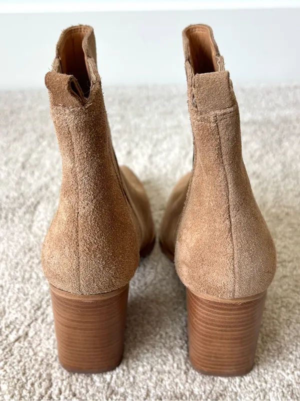 Marc Fisher LTD Oshay Brown Suede Leather Booties Pointed Toe Block Heel - Image 6