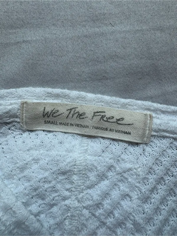 Free People We The Free White Waffle Knit Oversized Thermal Top S - Image 3
