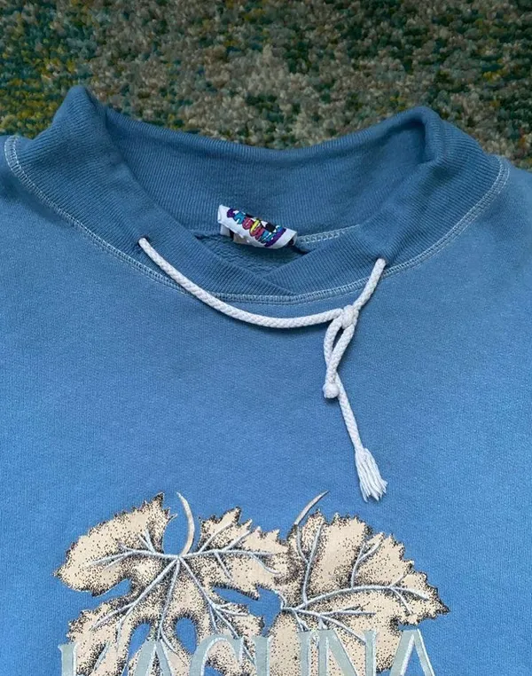 90s Laguna Sport neck tie soft worn in blue logo sweatshirt, size XL - Image 4
