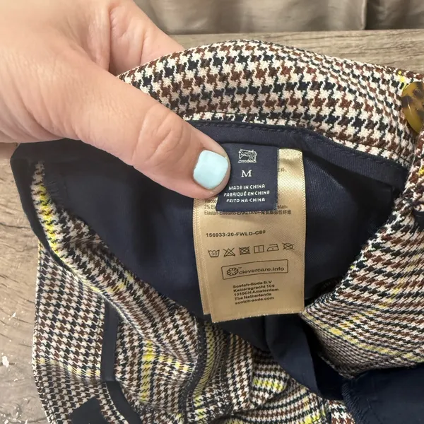 Scotch and Soda‎ brown and yellow plaid paper bag pants size medium - Image 7
