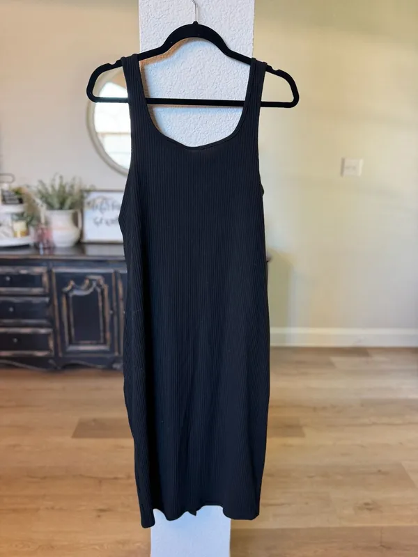 A New Day Women's Sleeveless Ribbed Button-Down Midi Dress in Black - Image 5