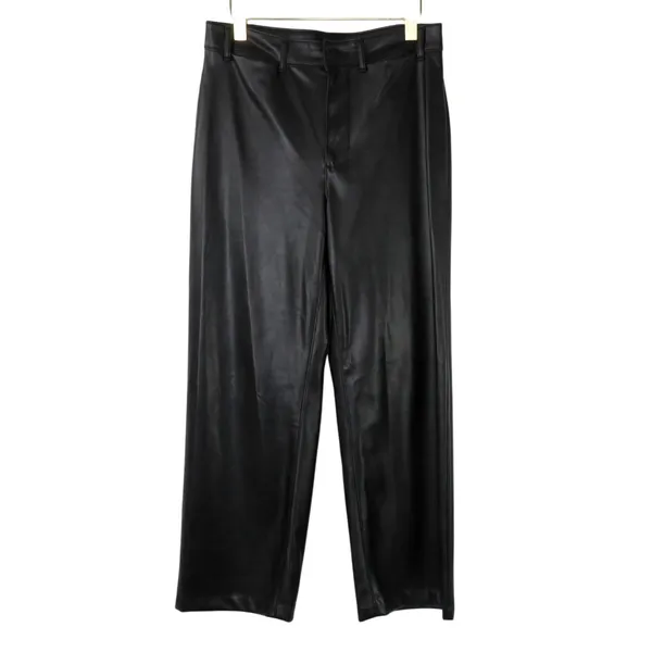Old Navy Faux Black Leather High Rise Wide Leg Pants Size 8 - Image 3