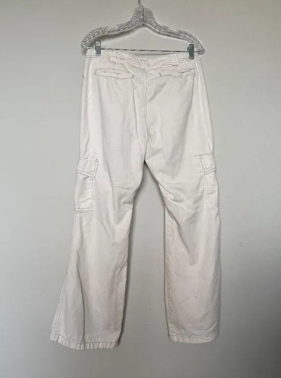 American Eagle Cream Wide Leg Cargo Pants - Image 3