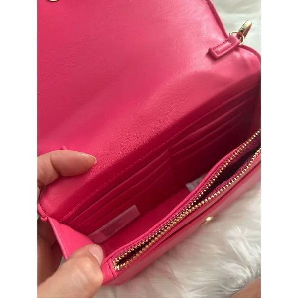 Valentino Orlandi Pink Quilted Crossbody Vegan Leather Purse Barbiecore - Image 5