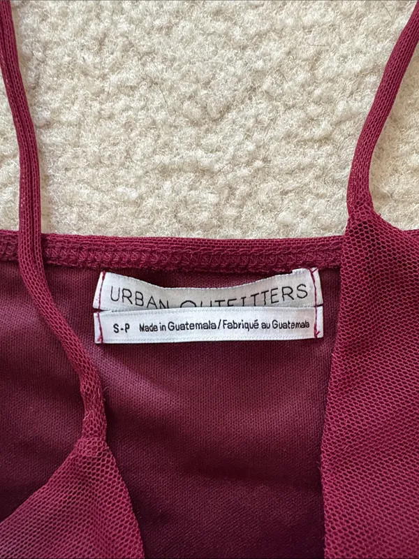 Urban Outfitters Burgundy Mesh Lace-Up Crop Top - Image 2
