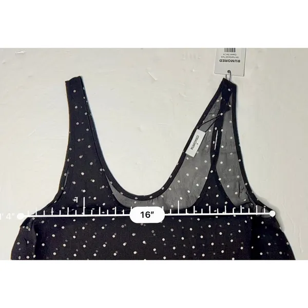 Rumored‎ Old Fashion Classic Dot Tank Top SMALL Black Curved Shirttail NEW Indie - Image 5