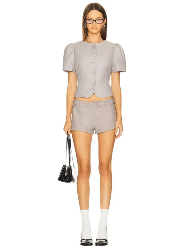 LIONESS Femme Blouse in Grey XLarge New Womens Cropped Jacket Blazer - Image 4