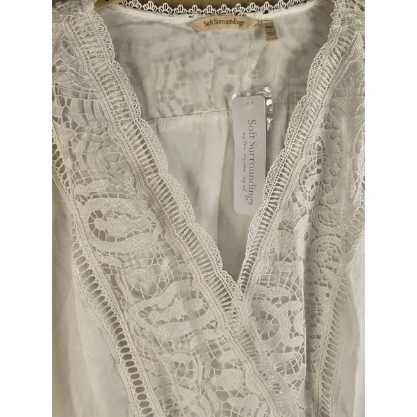NWT Soft‎ Surroundings White Linen Lace Araminta Boho Tiered Maxi Dress 20W 20 W - Image 3