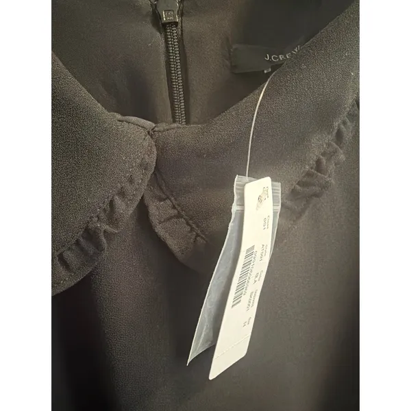 J.Crew Black Long Sleeve Ruffle‎ Collar A Line Dress Item size 14 - Image 5