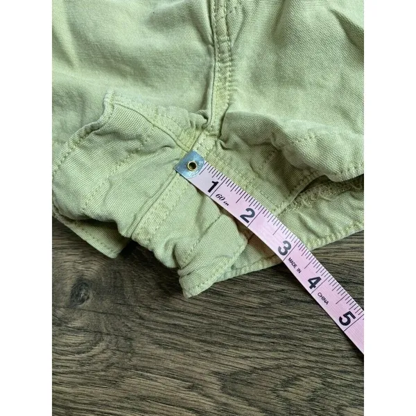 EUC Womens AERIE PLEATED‎ UTILITY SHORT green cotton lyocell pocket size L - Image 7