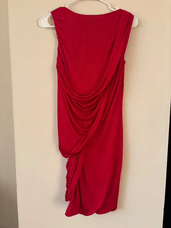 BCBGMaxAzria Red Draped Tank Dress - Size XS - Image 2