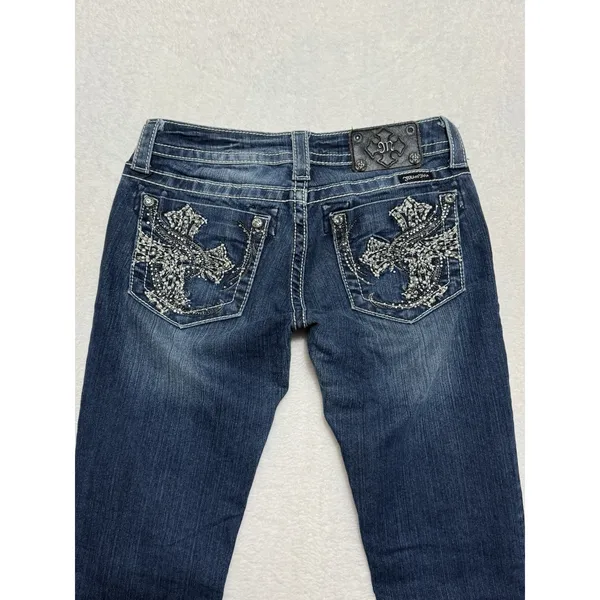 Miss Me Womens Skinny Jeans Medium Wash Embroidered Mid Rise Sz 26 - Image 6