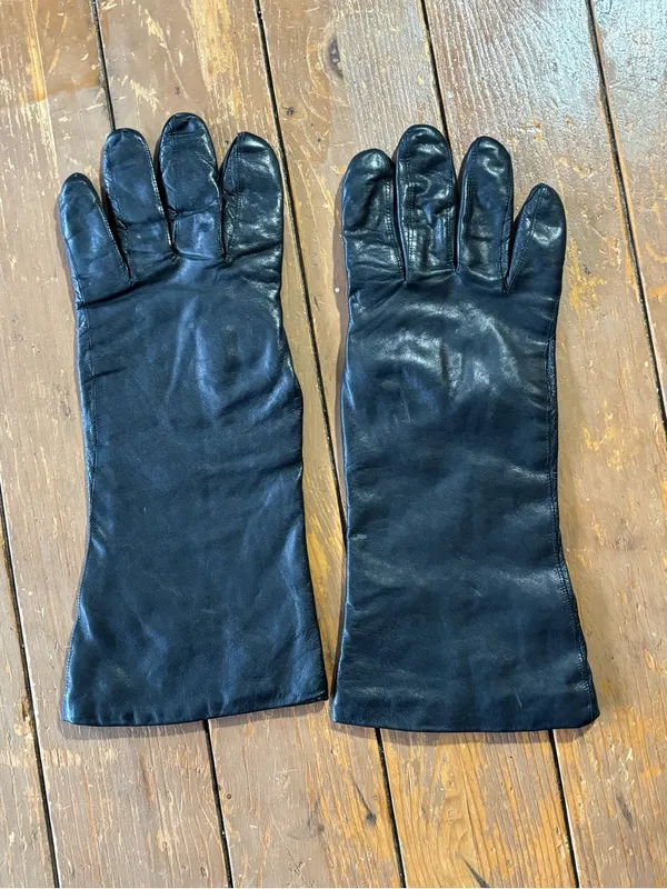 Gimbals Italian Black Leather Dress Gloves - Classic Lined Formal Long Gloves - Image 2