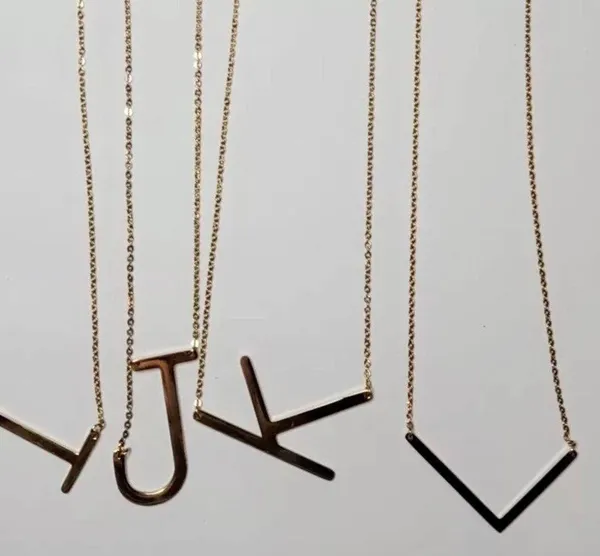 Gold Initial Pendant Necklace Letters A-Z - Image 8