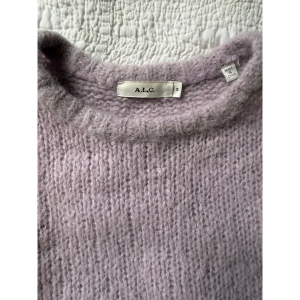 A.L.C. Alpaca Blend Sweater Small Petite Lavender Purple Cropped - Image 9