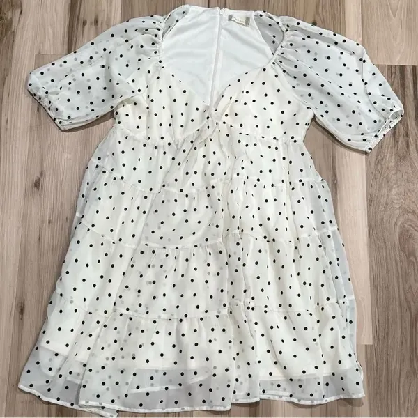 Altar’d State Polka Dot Babydoll Lined Dress Women’s Large - Image 2