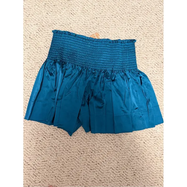 Natural Life NWT Boho Teal Smocked Satin Flowy Shorts M Cottagecore - Image 8