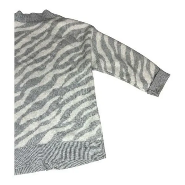 Everlane Alpaca Zebra Print Heathered Grey Cardigan Size L Sweater Button Front - Image 7