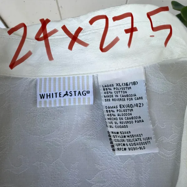 Target Vintage White Stag cream button up blouse with floral embroidery fits sz s-L - Image 7