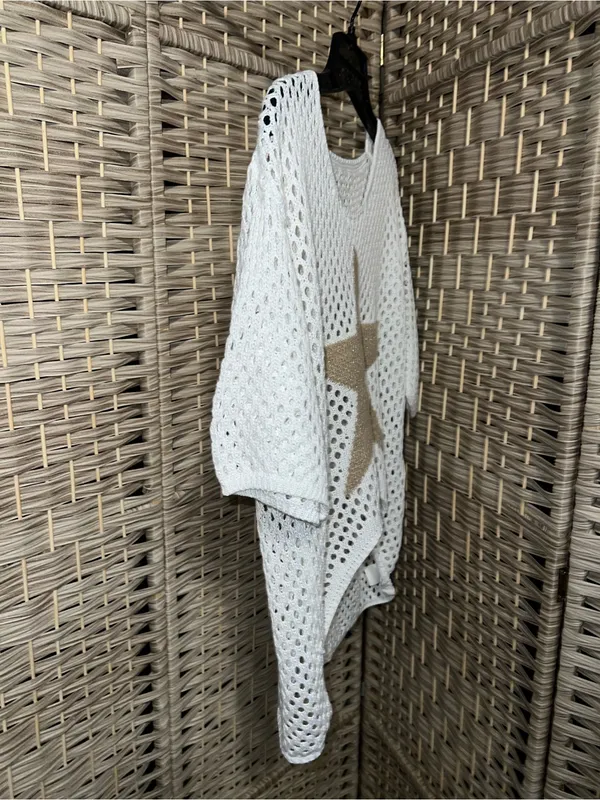 White Crochet Star Crop Top - Image 6