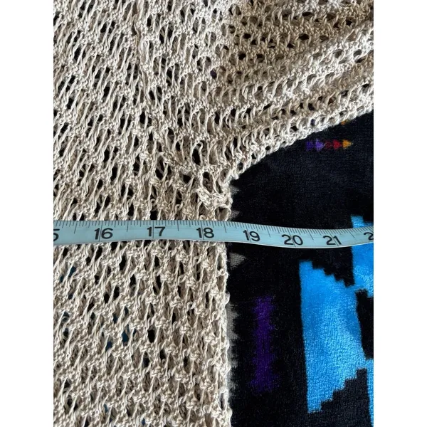 Deb Beige Open‎ Knit Shawl Neck Open Cardigan Long Sleeve Size Large Boho - Image 6