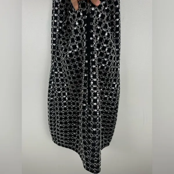 ROTATE Silver‎ Beaded Halter Neck Open Back Mini Dress Women’s Sz 36 - Image 7