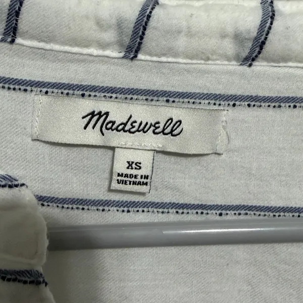 Madewell Navy and White Striped Blouse - Image 2