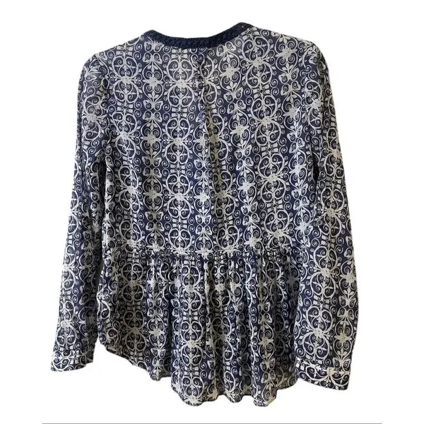 Anthropologie top by Maeve blue & white boho style sz 2 - Image 2