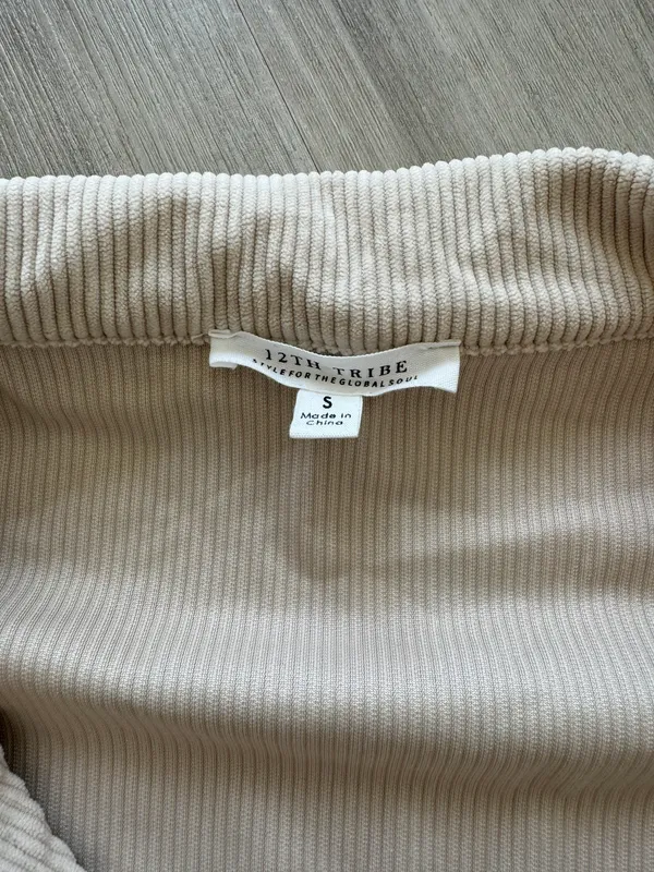 12th Tribe Tan Corduroy Crop Jacket - Image 5